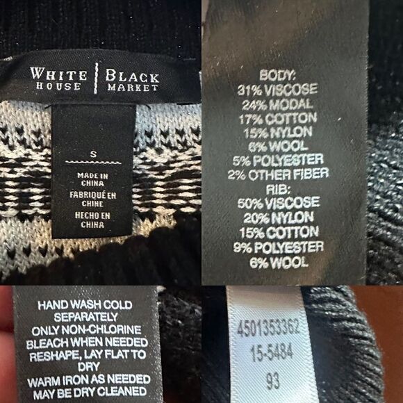 WHBM Winter Holiday Cowl Neck  Off Shoulder Fair Isle Wool Blend Sweater Size S - Picture 11 of 16